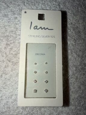 NWT I Am Sterling Silver 925 Zirconia Stud Earring 4 Pair Fine Jewelry Classic